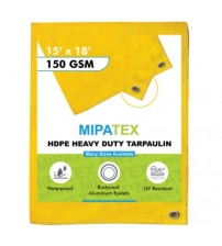 Mipatex Tarpaulin / Tirpal 15 Feet x 18 Feet 150 GSM (Yellow)
